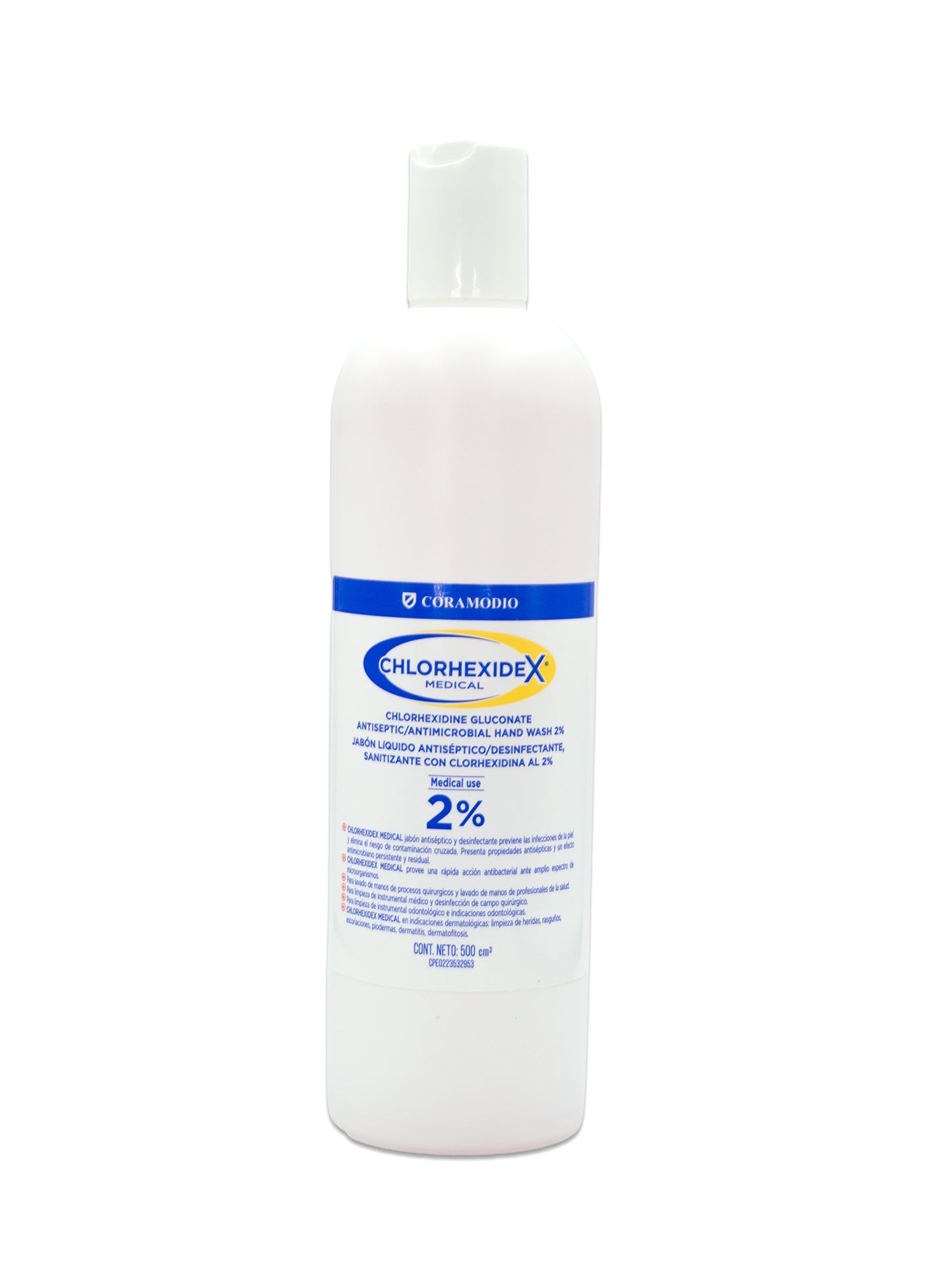 Chlorhexidex 2% jabón líquido. Coramodio