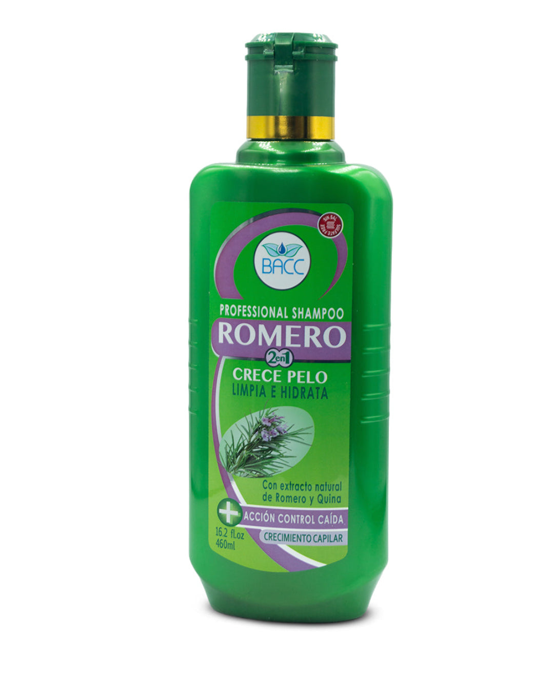 BACC romero crece pelo champú 2 en 1 crecimiento y control caída 460mL
