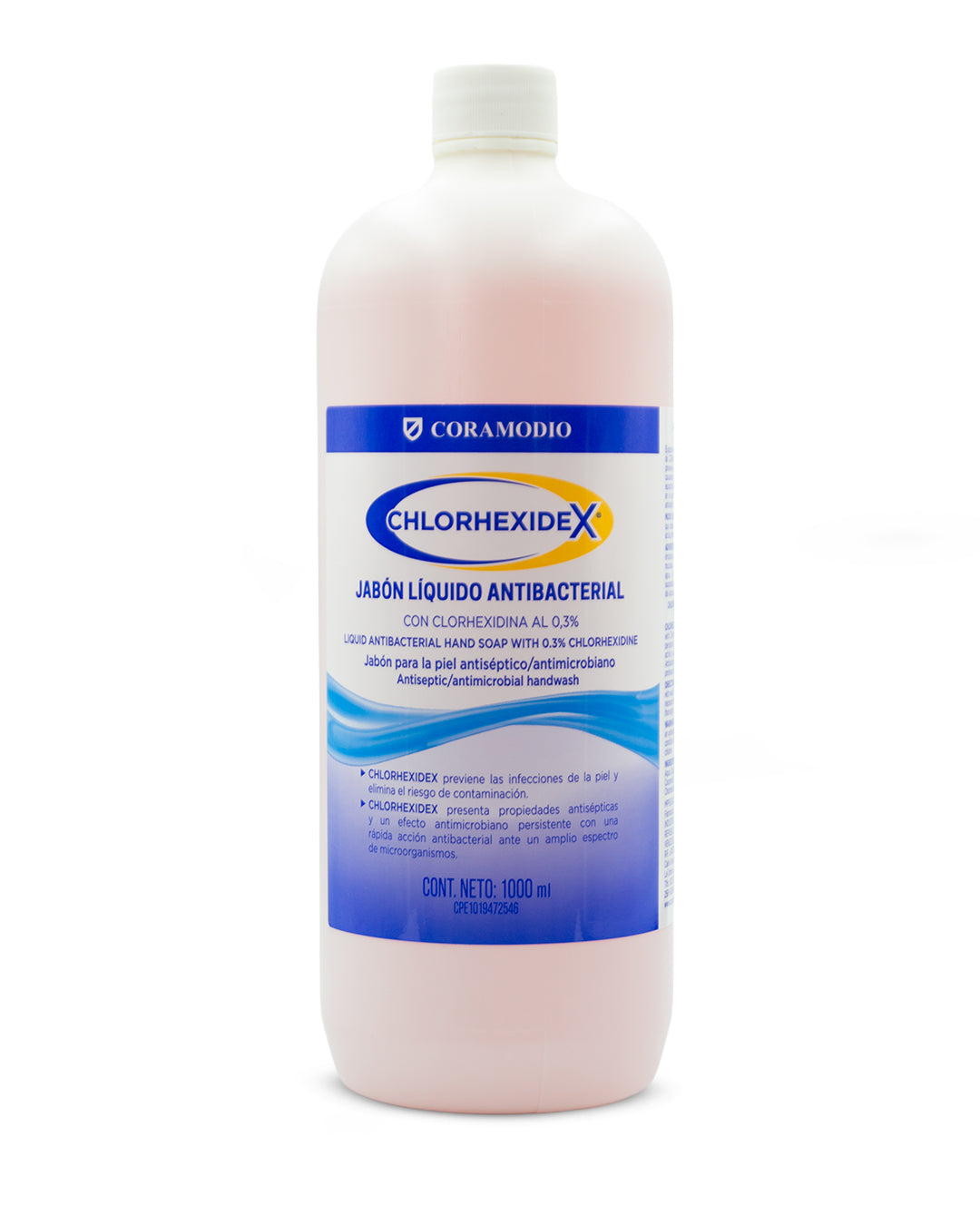 Chlorhexidex 0.3% jabón líquido antibacterial. Coramodio