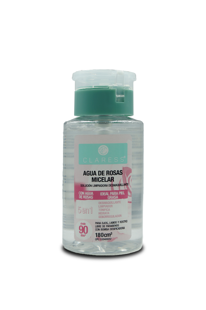 Claress agua micelar agua de rosas 180mL