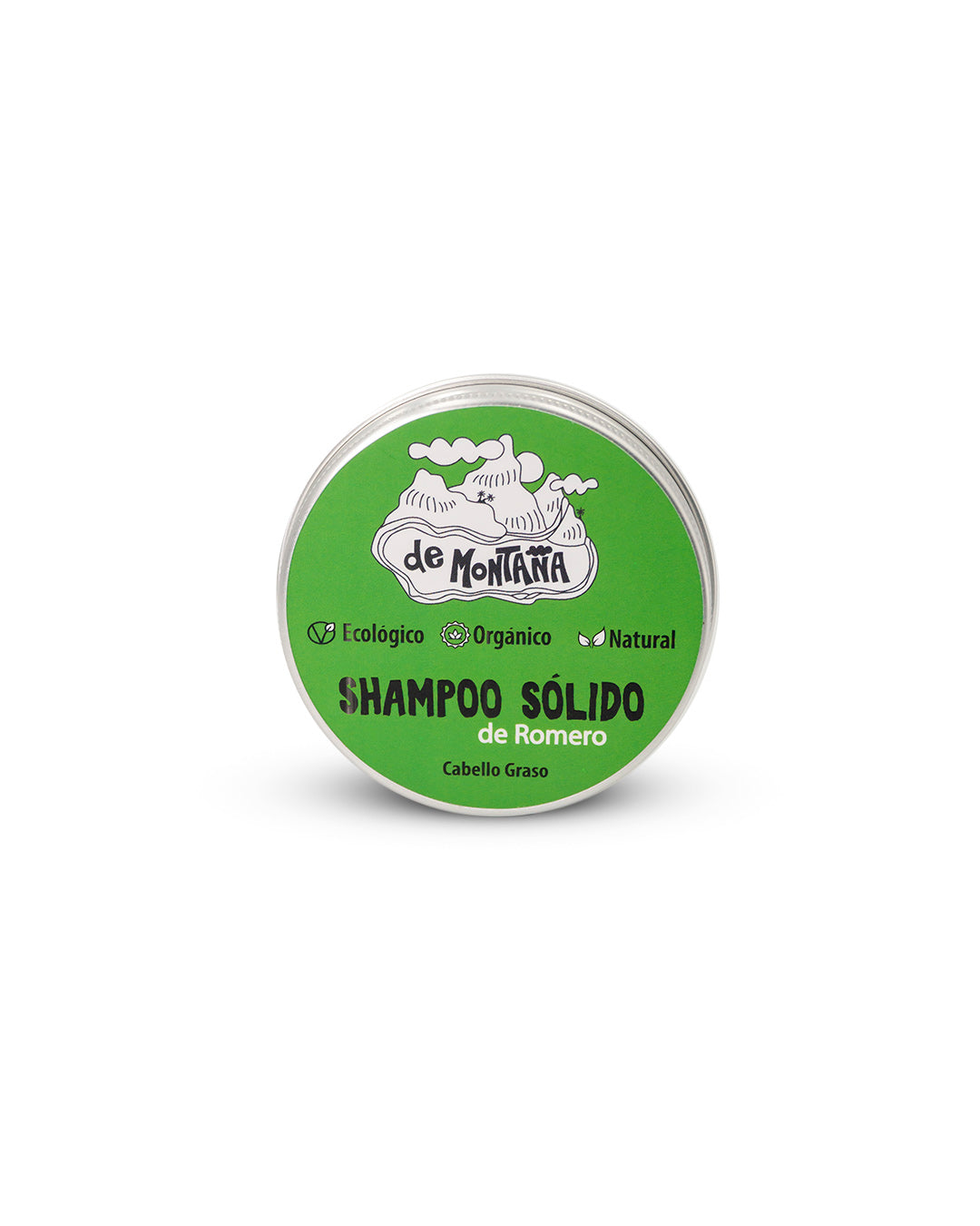 Romero champú sólido lata y refill, cuero cabelludo graso 50g. De Montaña