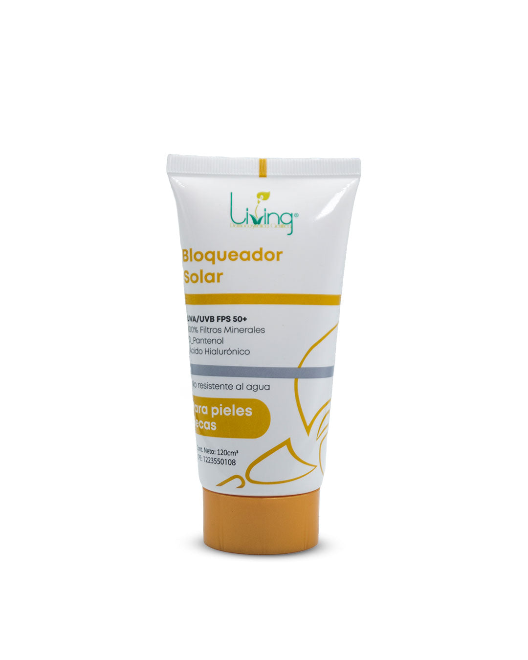 Living bloqueador solar pieles secas FPS50 120mL