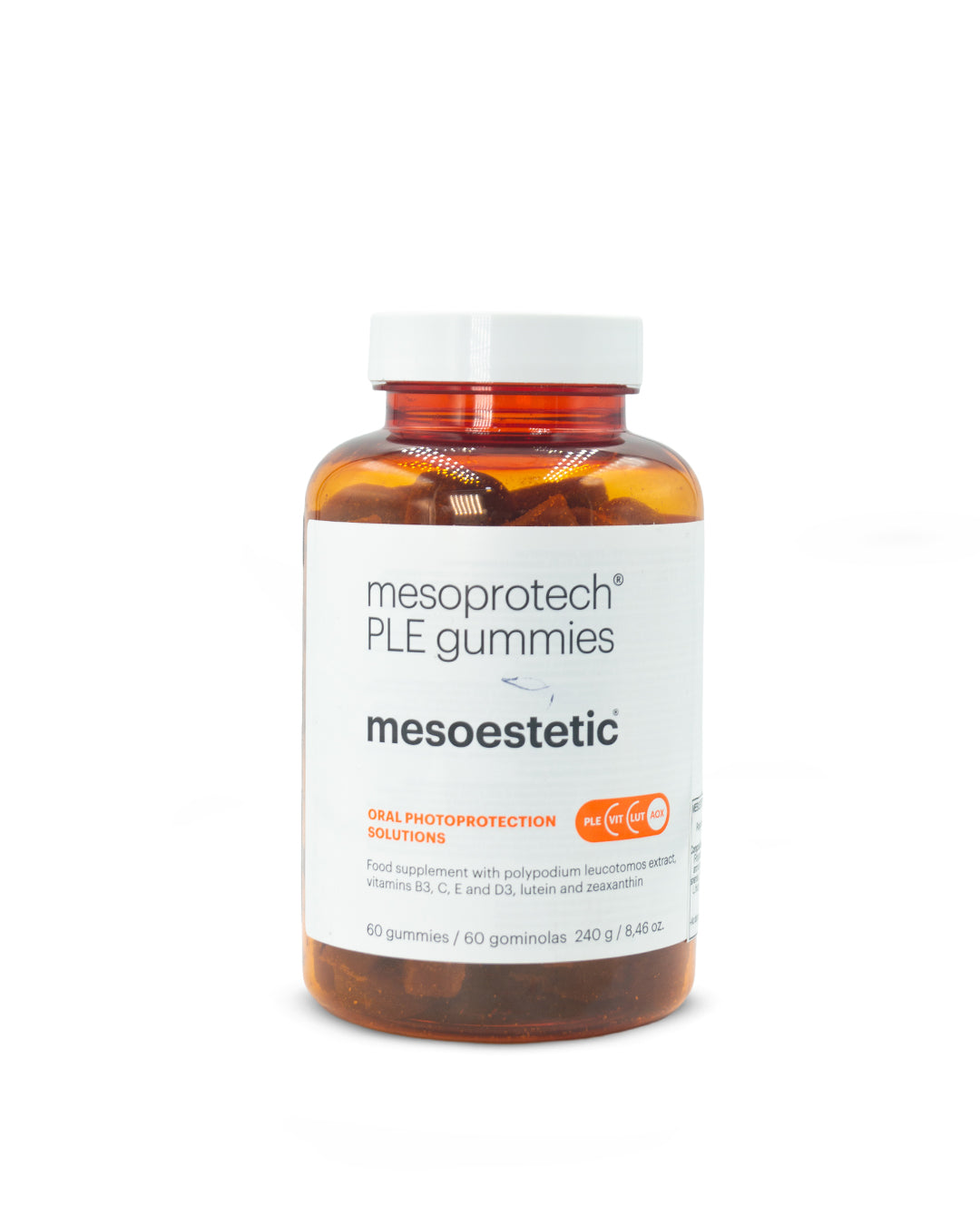 Mesoprotech PLE gummies fotoprotección oral 240g x 60 gomitas. Mesoestetic