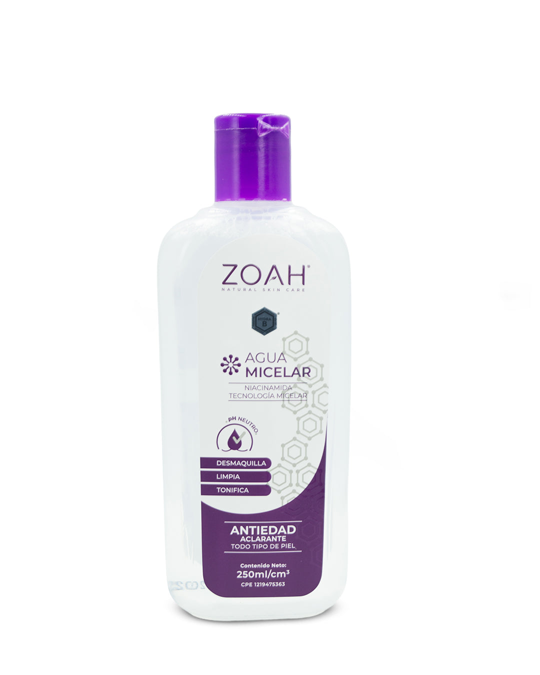 Zoah agua micelar 250mL