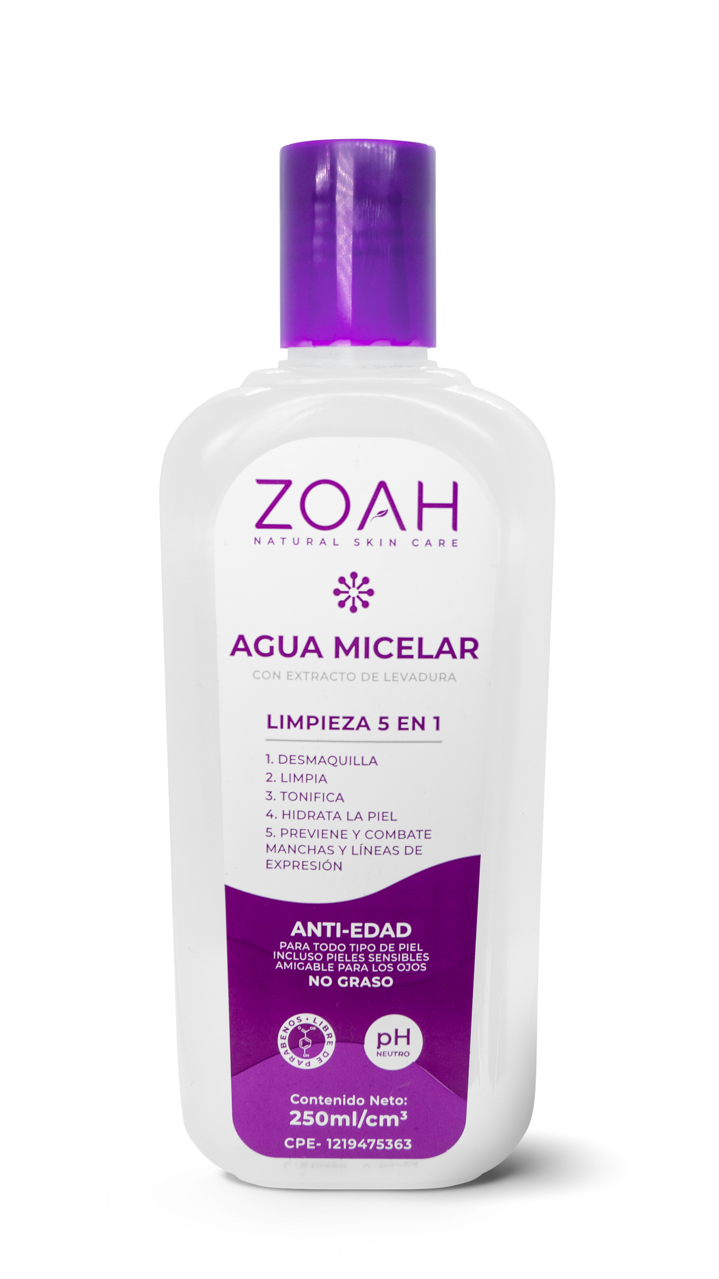 Zoah agua micelar 250mL