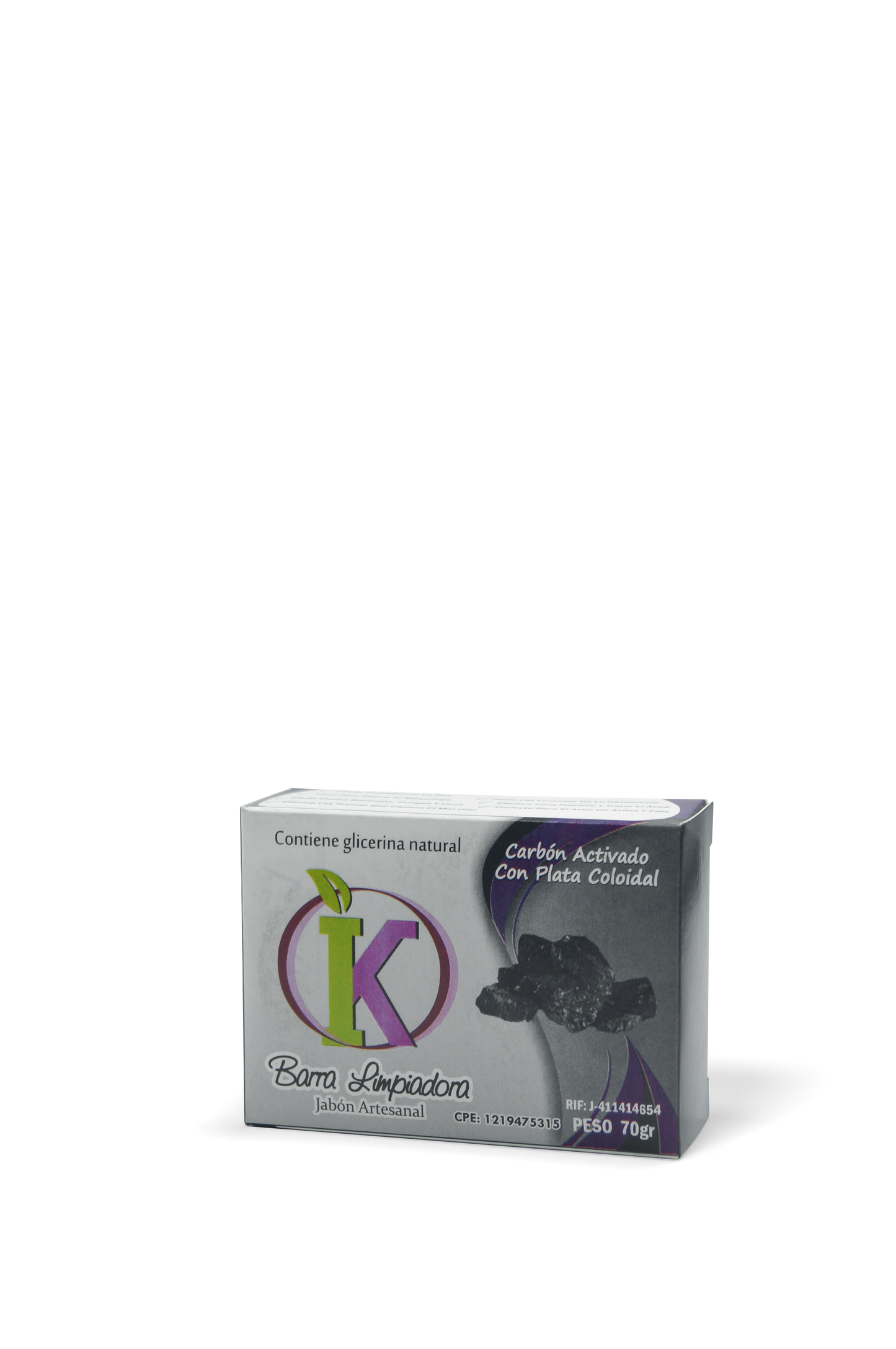 Barra de jabón carbón activado y plata coloidal 75g