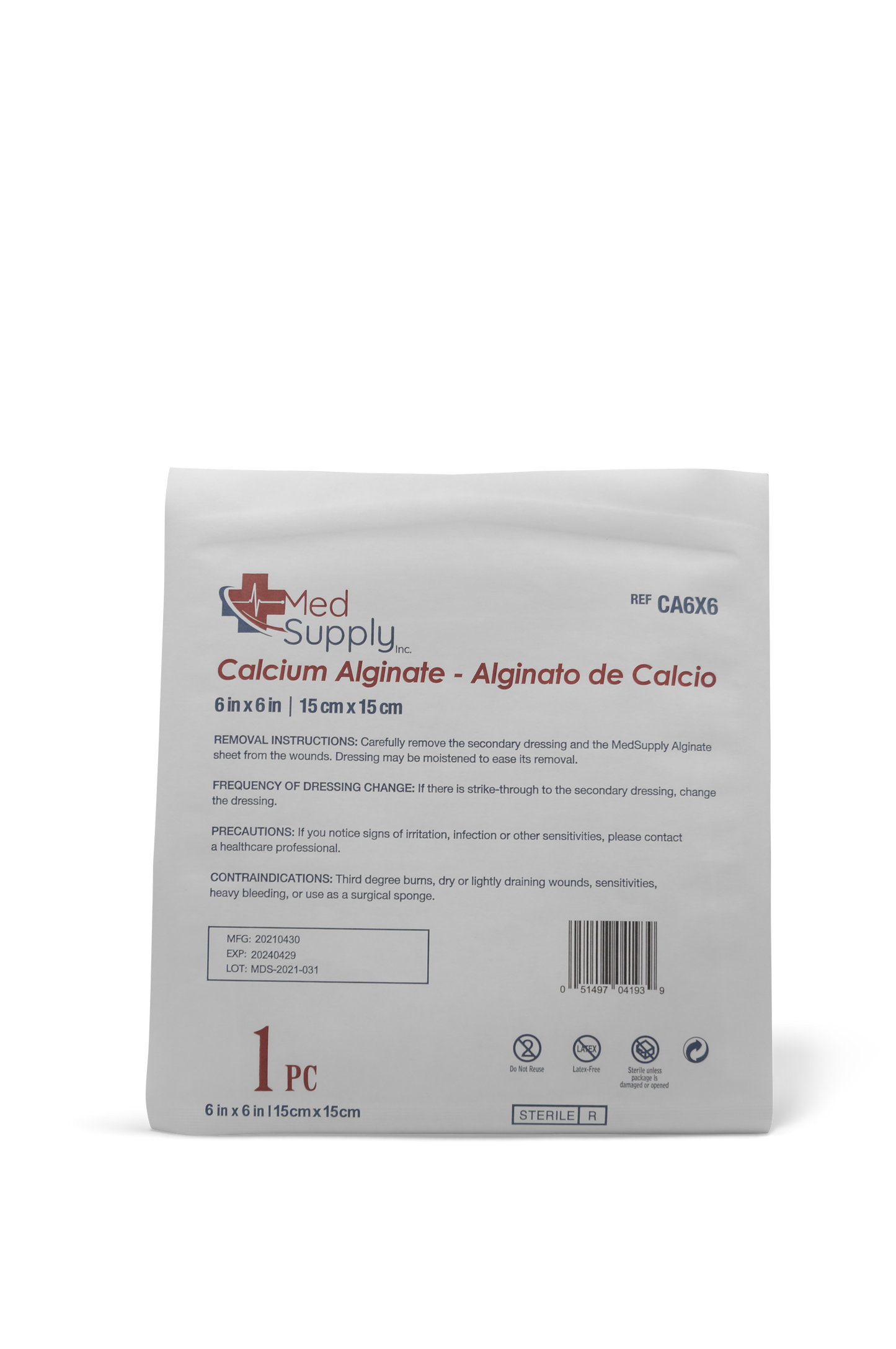 Medsupply alginato calcio 15x15cm 1 unidad
