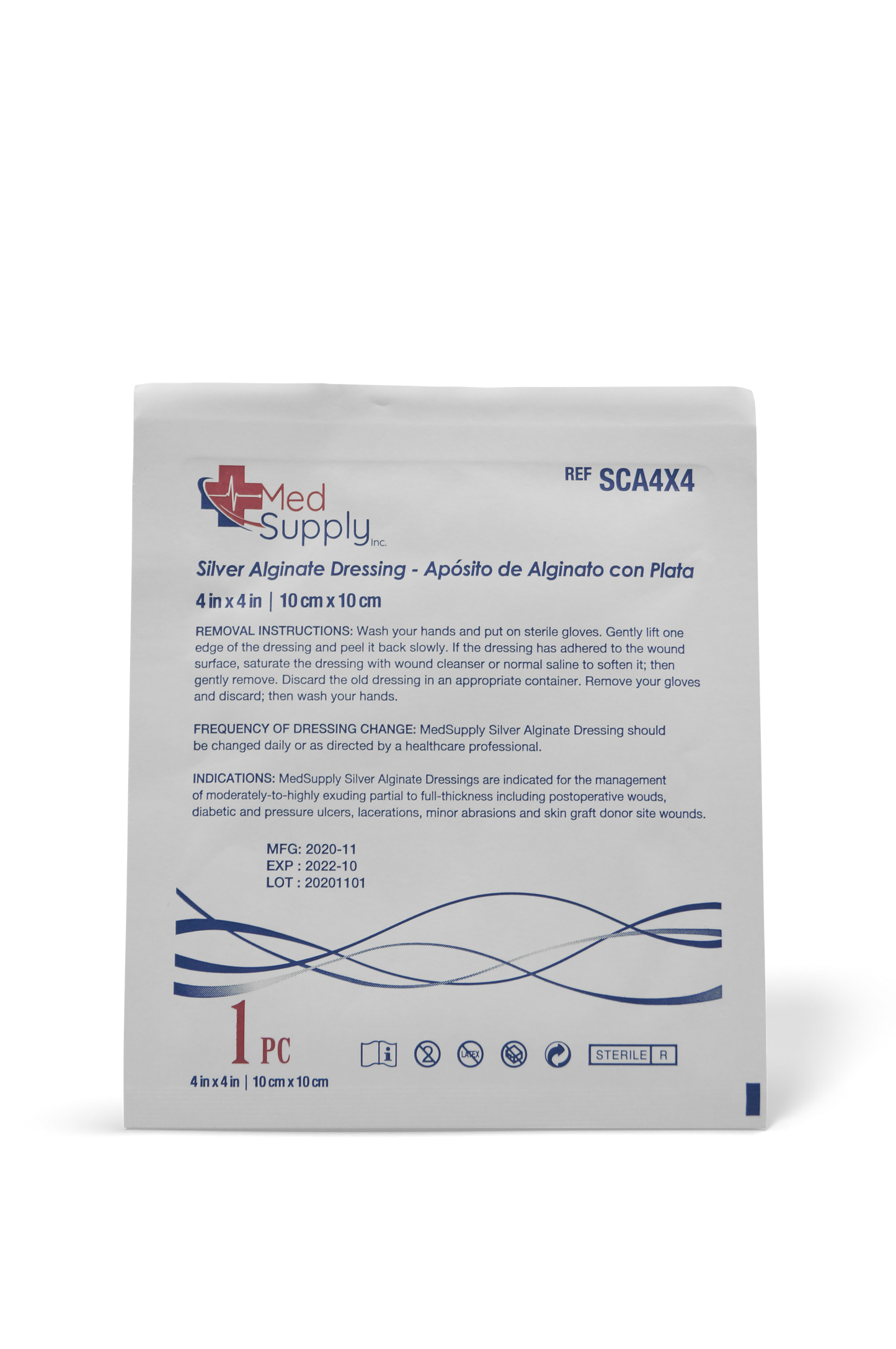 Medsupply alginato calcio plata 10x10cm 1 unidad