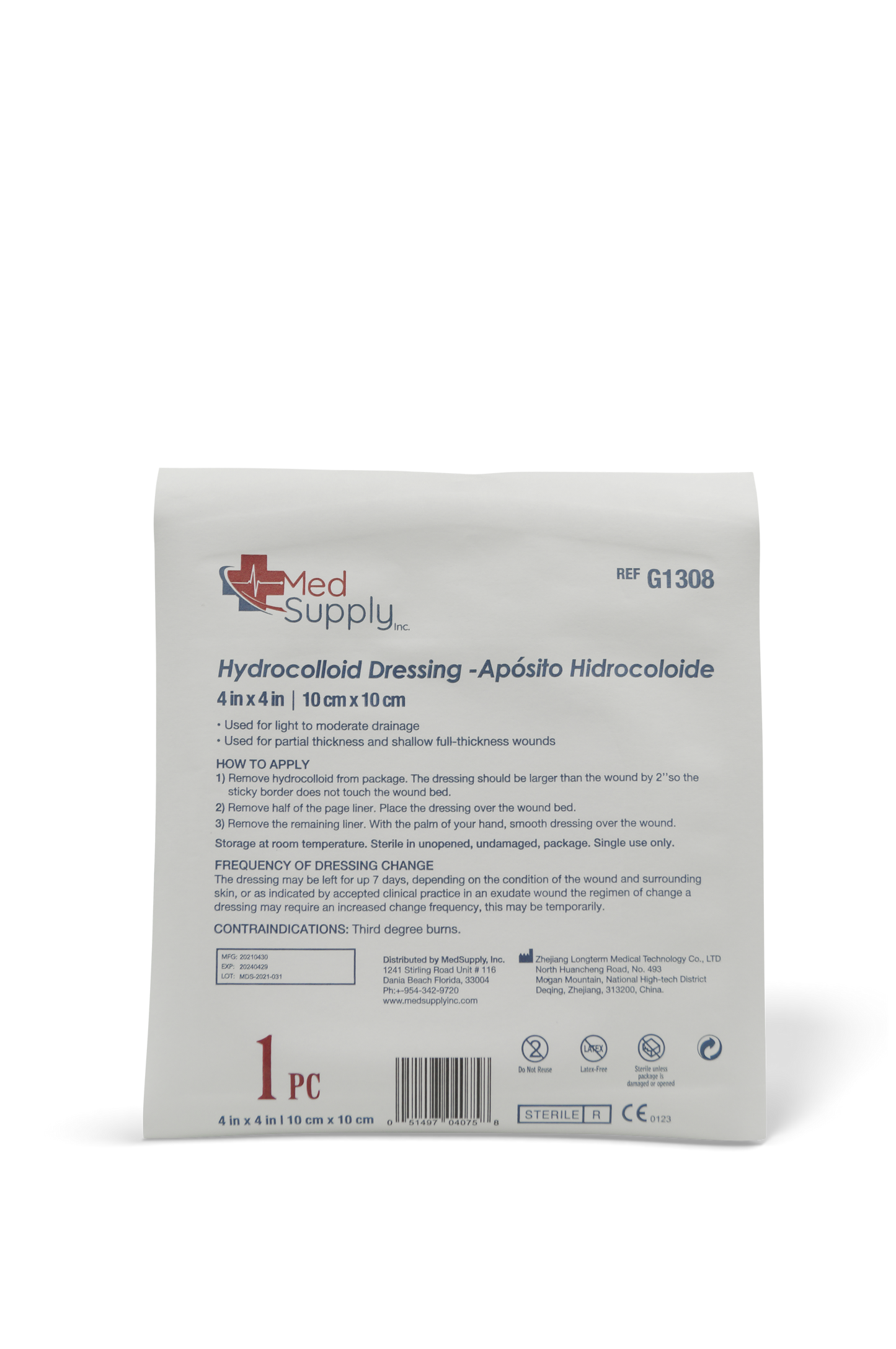 Apósito hidrocoloide 10x10cm x 1 und. Medsupply
