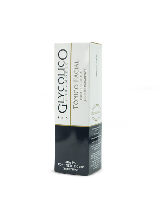 Glycolico tónico facial para piel grasa AHA 2% 110mL. Coramodio