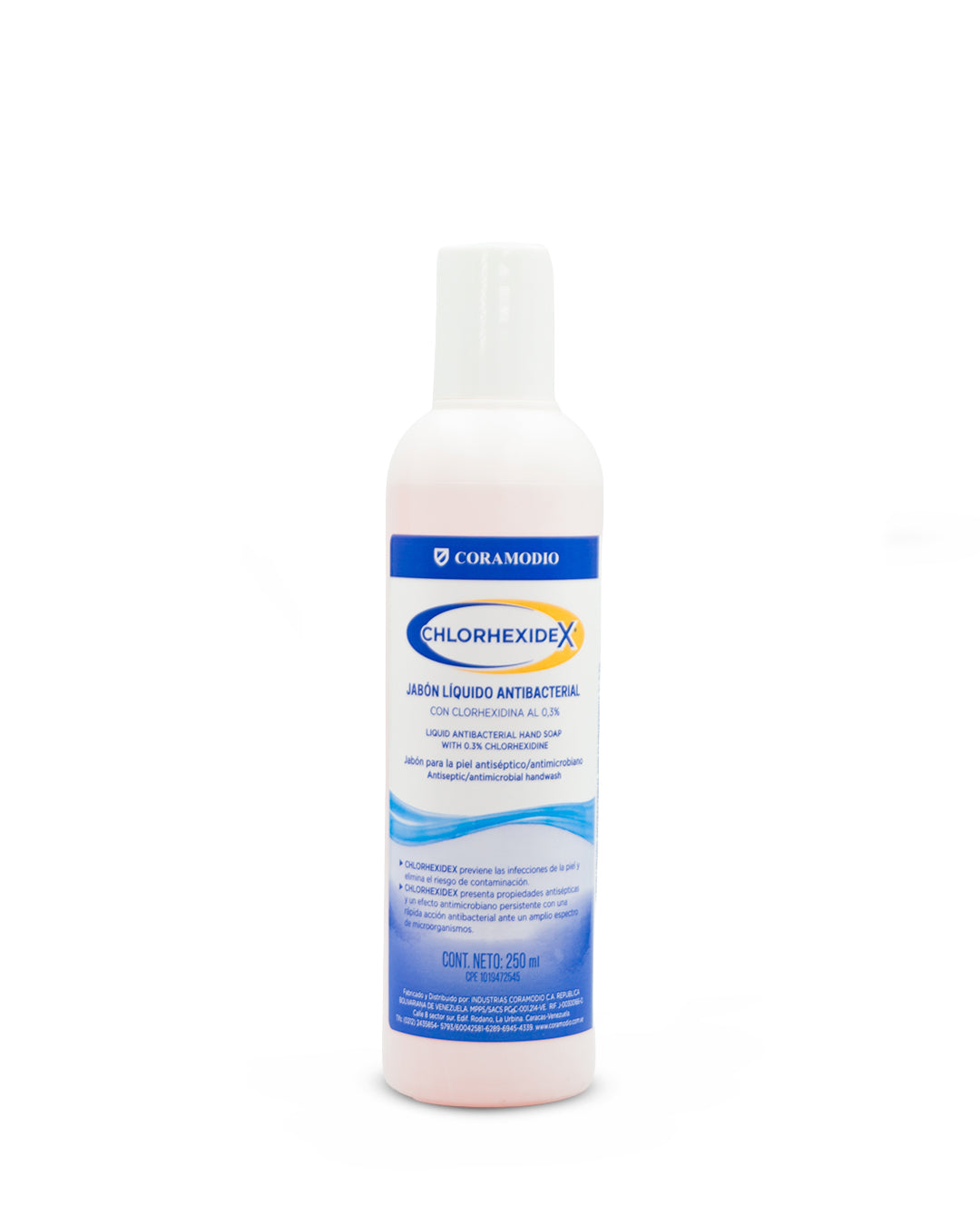 Chlorhexidex 0.3% jabón líquido antibacterial. Coramodio