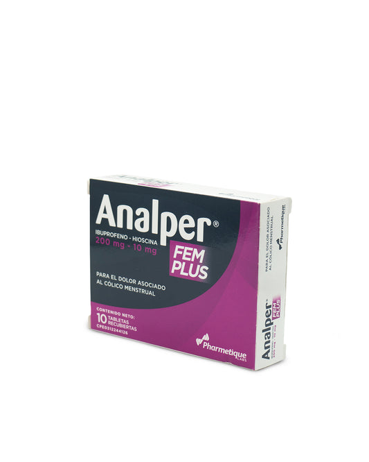 Analper fem plus ibuprofeno 200mg hioscina 10mg x 10 tabletas. La Santé