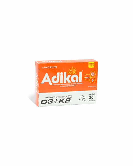 Adikal vitamina D3 con k2 x 30 cápsulas. Naturlifes