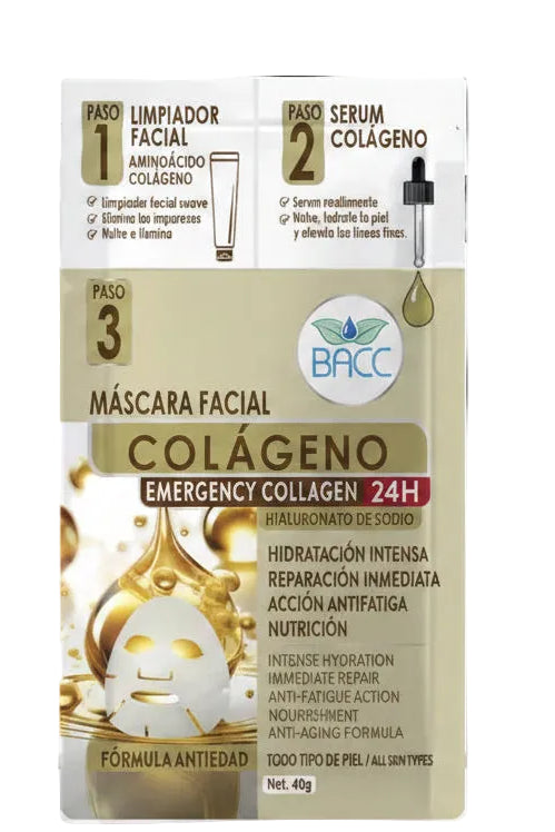 BACC mascarilla colágeno emergency 24 horas x 1 und 40g