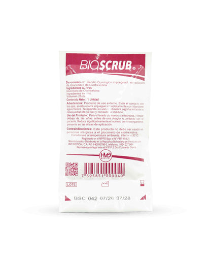 Cepillo con clorhexidina 4% 25mL X 1 und. Bioscrub