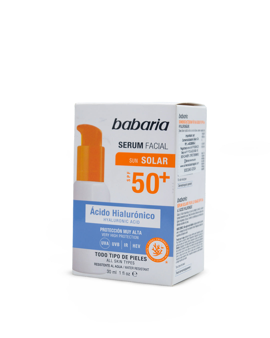 Babaria sun solar sérum FPS 50 con ácido hialurónico 30mL