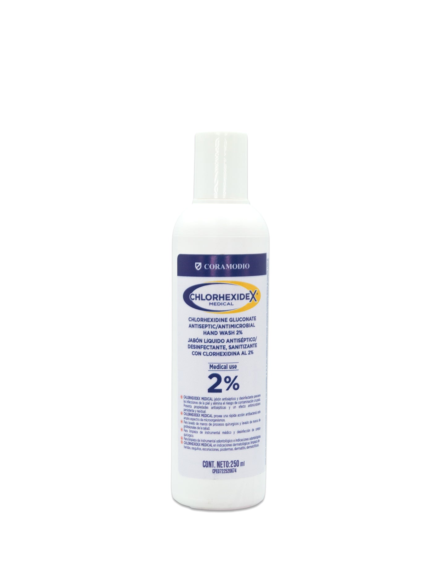 Chlorhexidex 2% jabón líquido. Coramodio