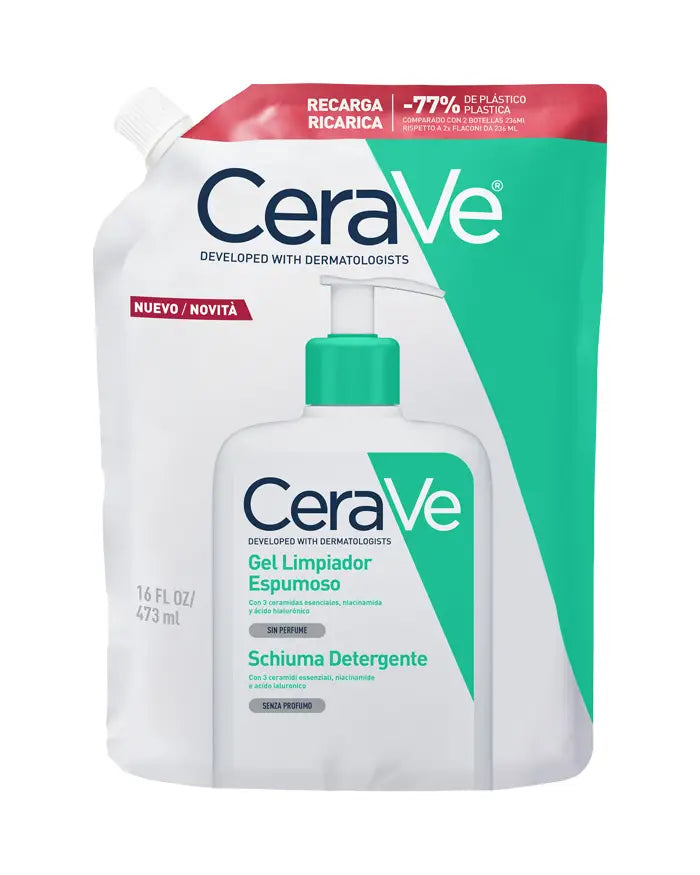 Cerave piel grasa gel limpiador espumoso refill 473mL