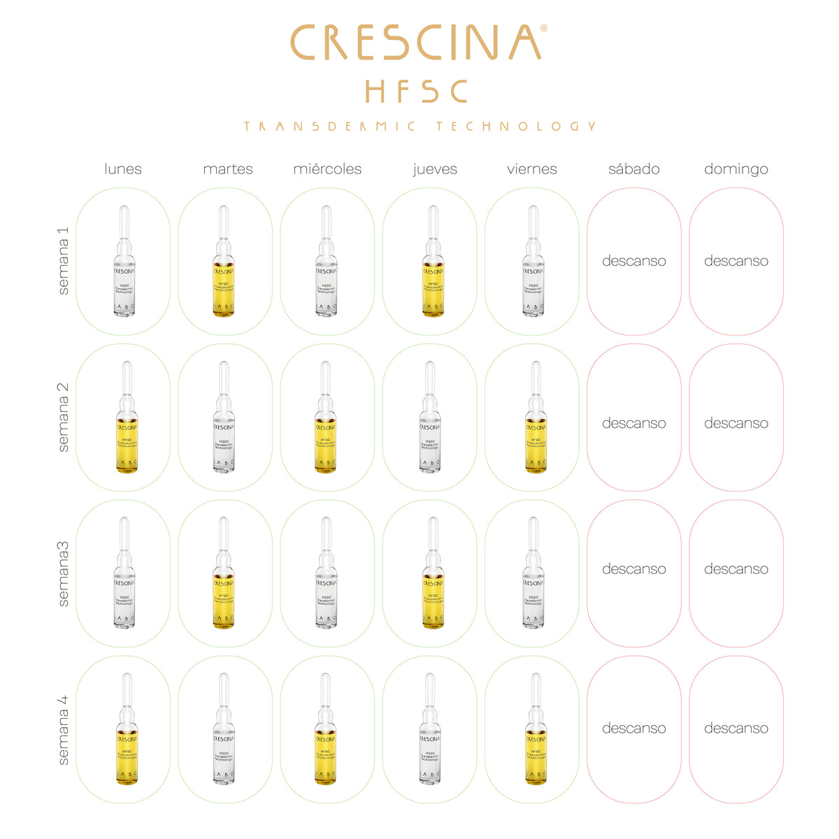 Crescina man 500 tratamiento completo 20 ampollas: 10 anticaída y 10 crecimiento x 3.5mL. Labo
