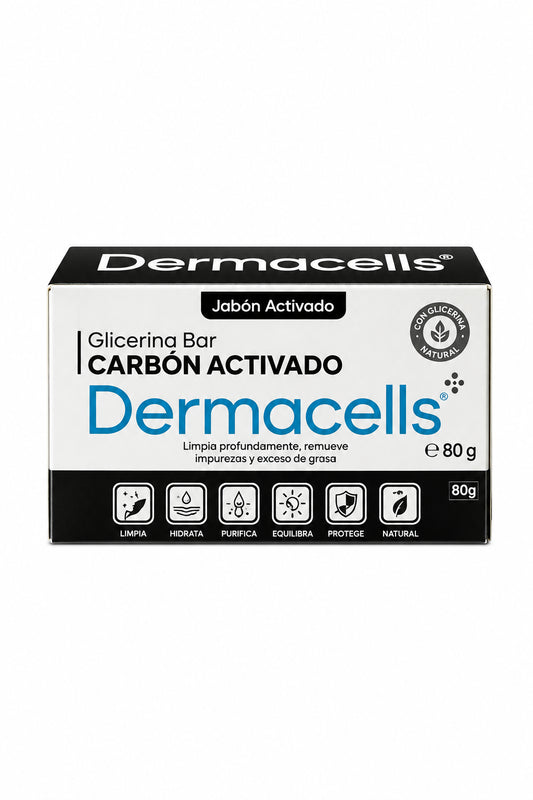 Dermacells jabón de glicerina con carbón activado barra 80g. Living