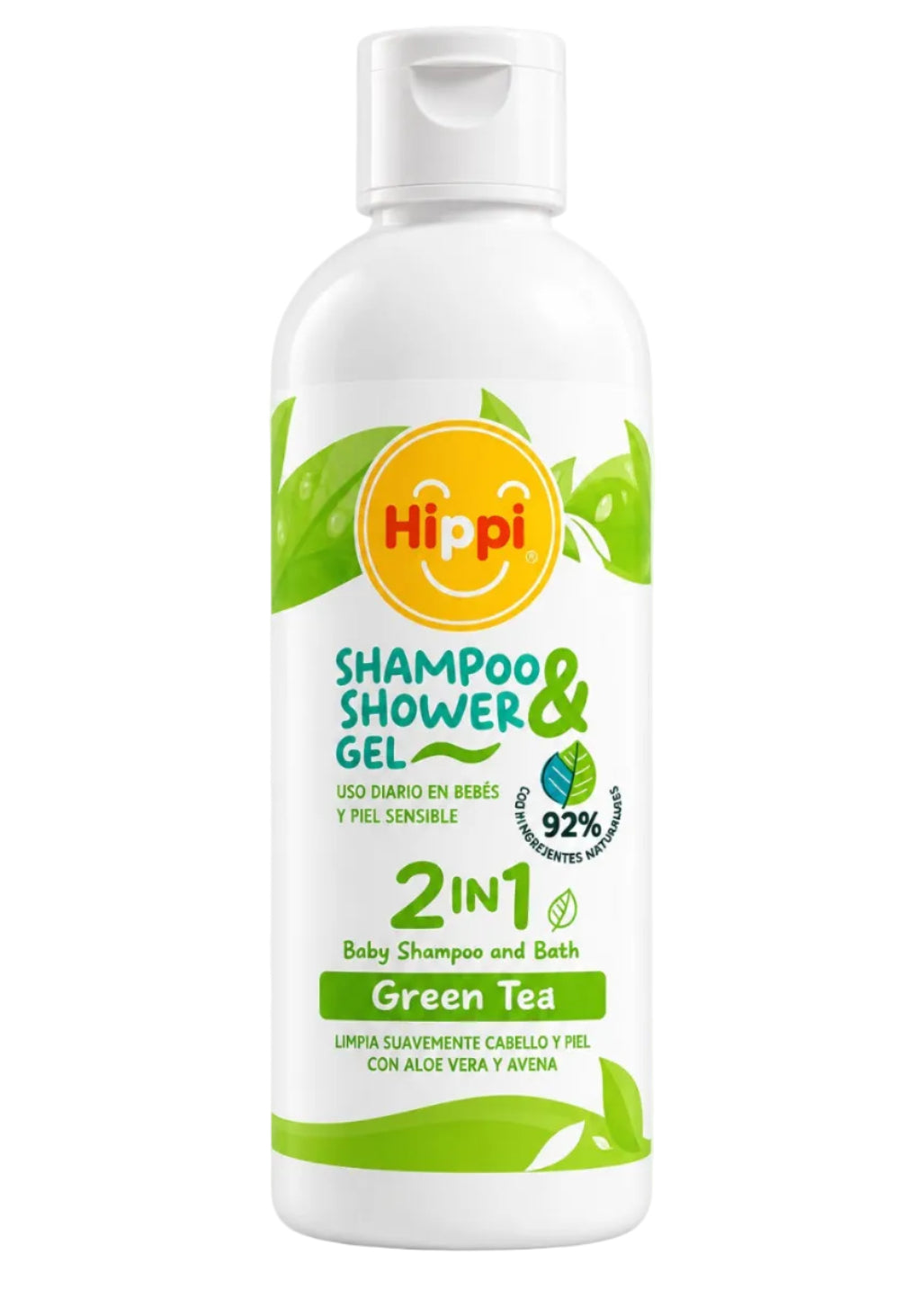 Hippi shampoo shower gel 2 en 1 té verde envase 500mL