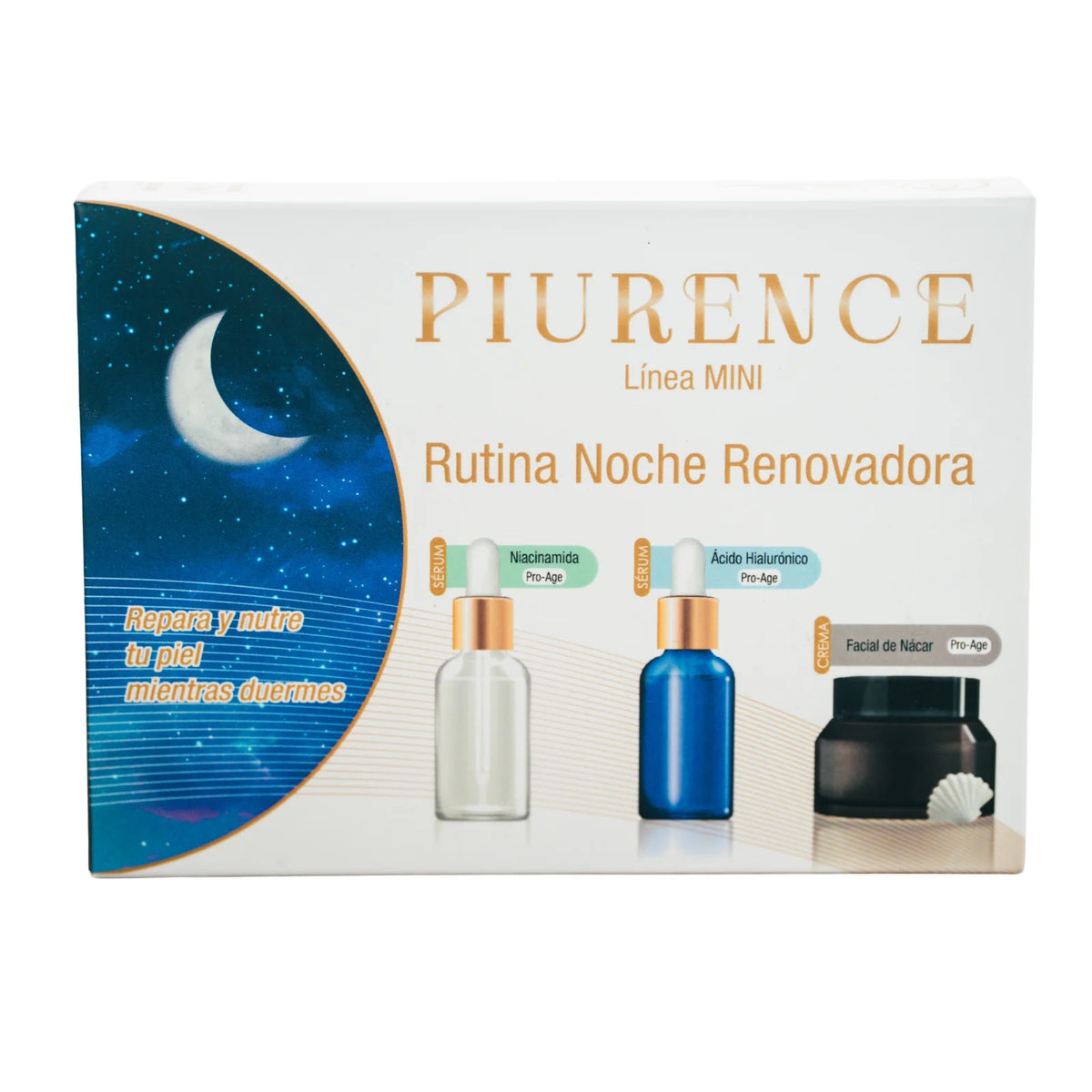 Piurence línea mini kit rutina noche renovadora