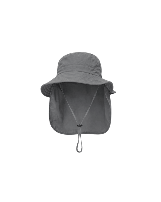 Sombrero gris con extensión y protección solar