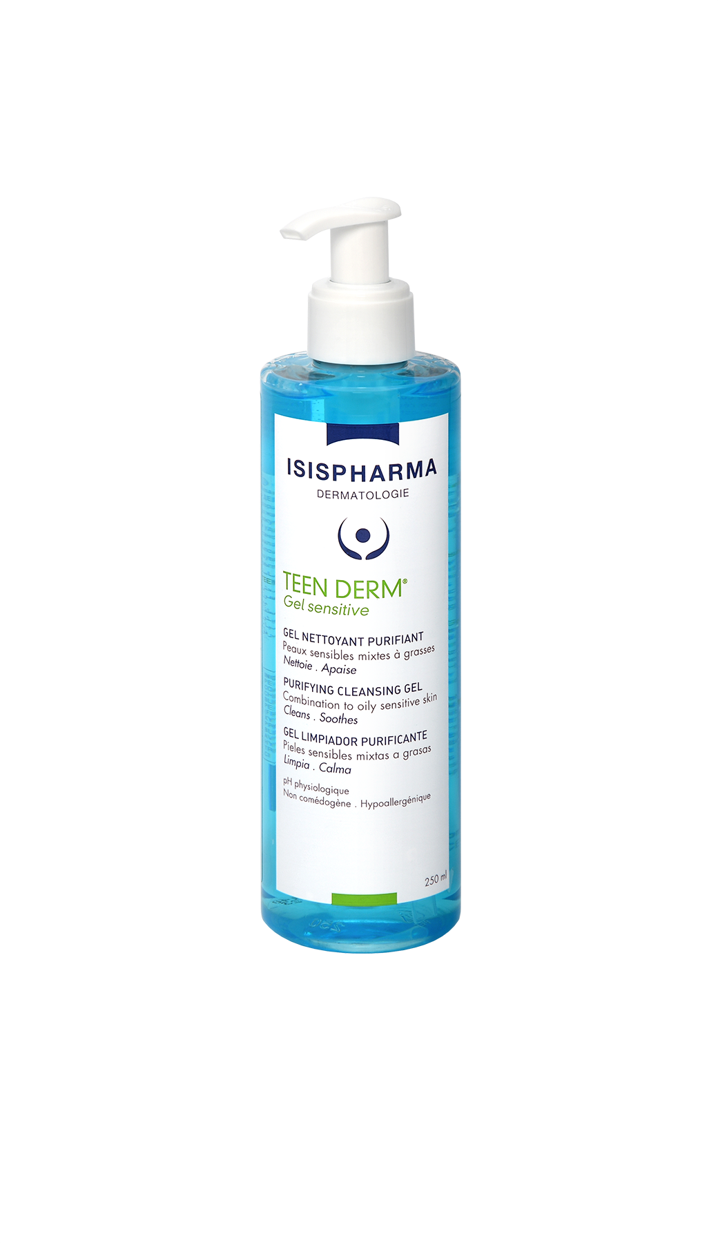 Teen derm gel limpiador sensitive 250mL. Isispharma
