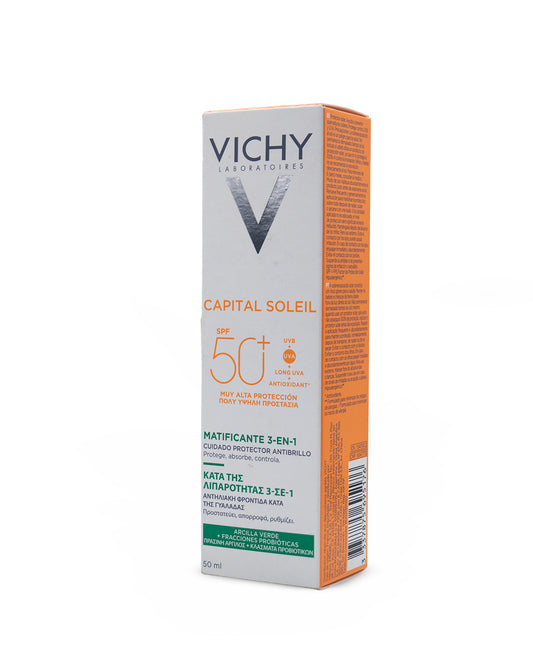 Capital soleil matificante crema FPS 50 3 en 1 piel mixta 50mL. Vichy