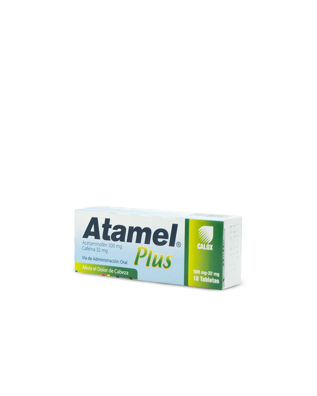Atamel plus acetaminofén cafeína 500mg x 10 tabletas. Calox