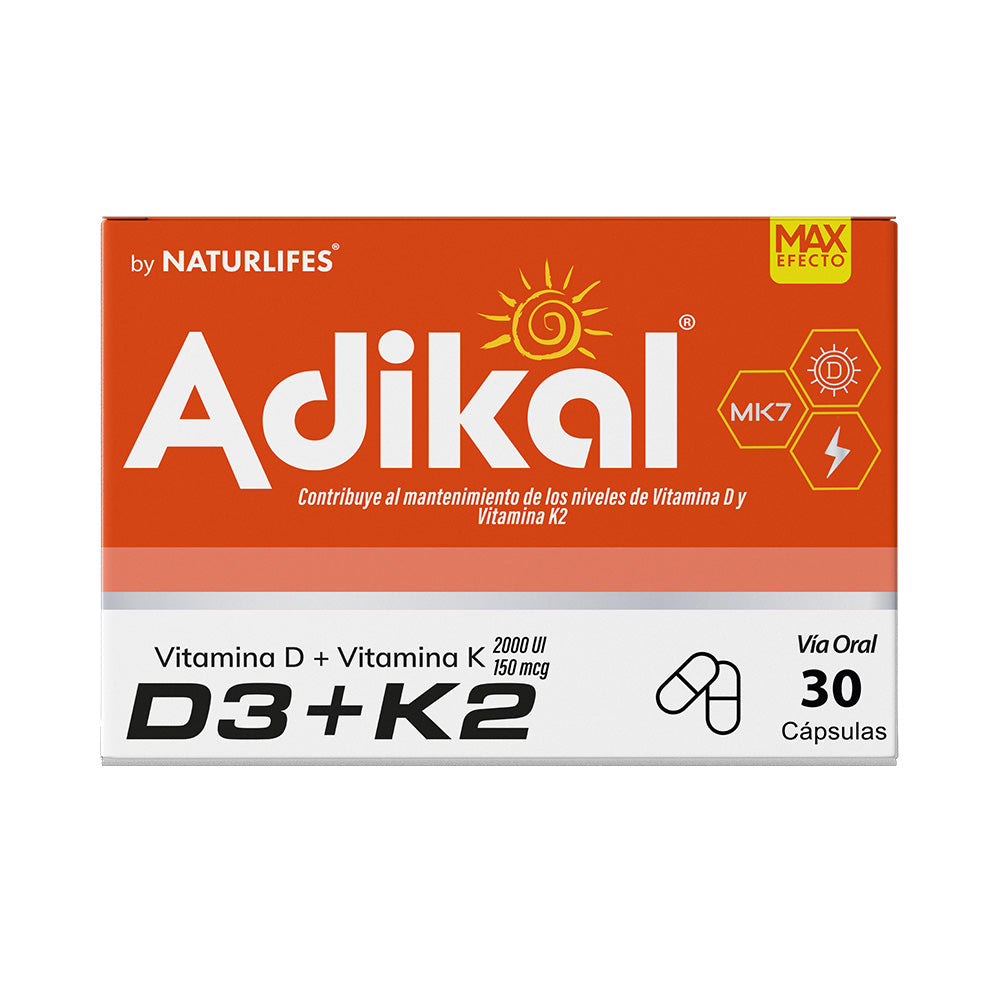 Adikal vitamina D3 con k2 x 30 cápsulas. Naturlifes