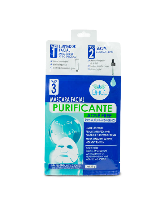 BACC máscara purificante acné free 3 pasos x 1 und 40g