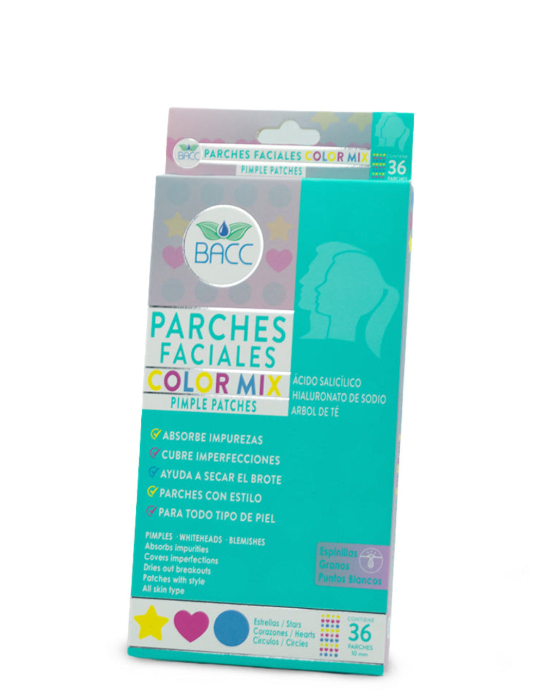BACC acné parches color absorbe impurezas, cubre imperfecciones x 36 und