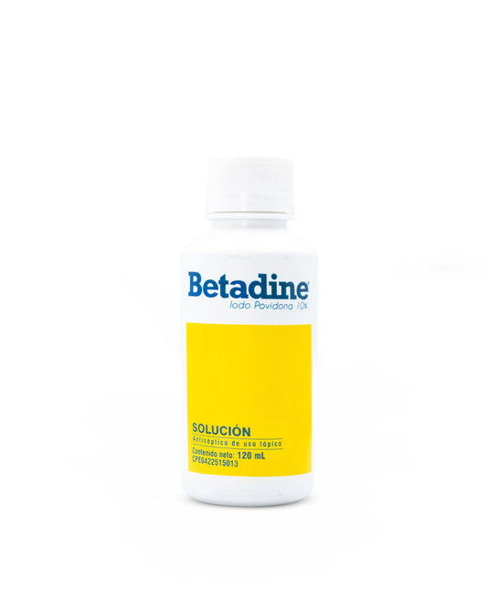 Betadine 10% solución iodo povidona, antiséptico tópico 120mL. Farma