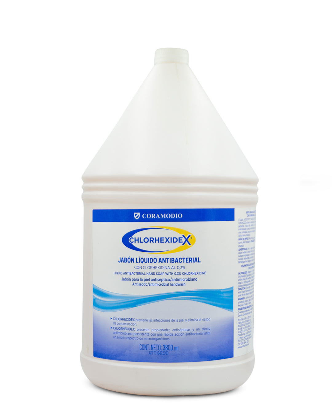 Chlorhexidex 0.3% jabón líquido antibacterial. Coramodio