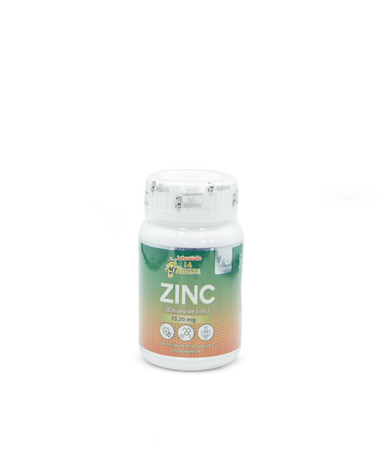 Citrato de zinc 73.2mg. Aporta 25mg zinc elemental x 70 cápsulas. La abejita