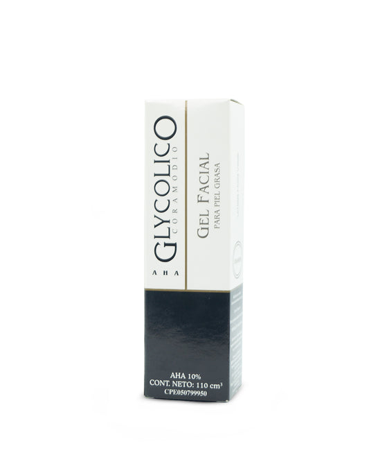 Glycolico gel facial para piel grasa AHA 10% 110mL. Coramodio