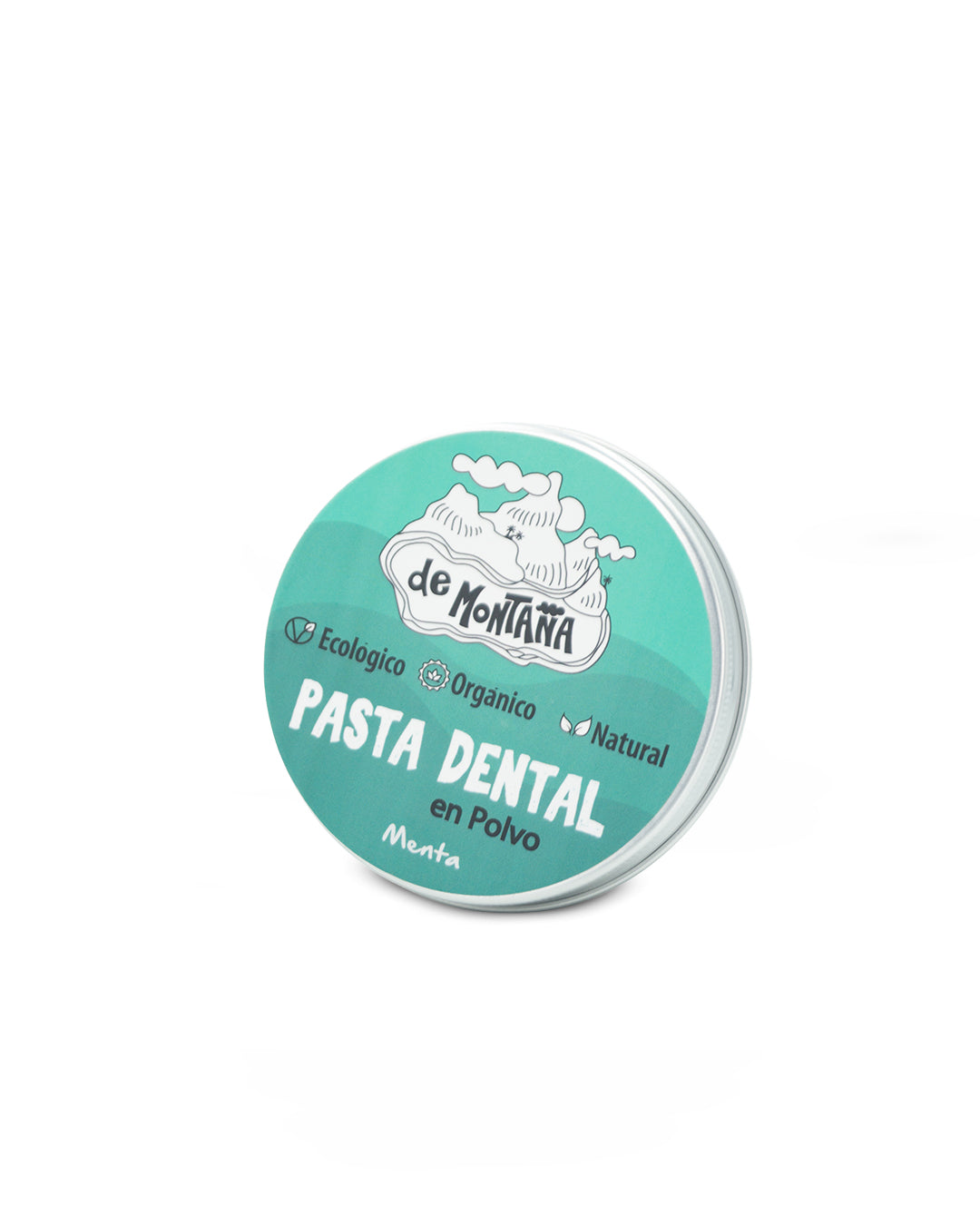 Pasta dental menta polvo lata, tarro y refill, libre de fluor 100g. De Montaña