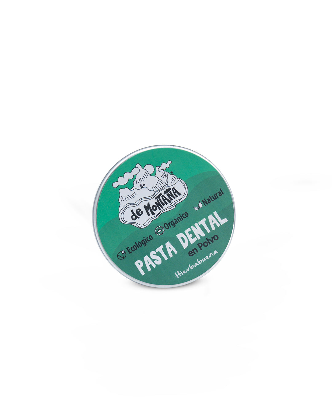 Pasta dental hierbabuena polvo lata, tarro y refill, libre de fluor 100g. De Montaña