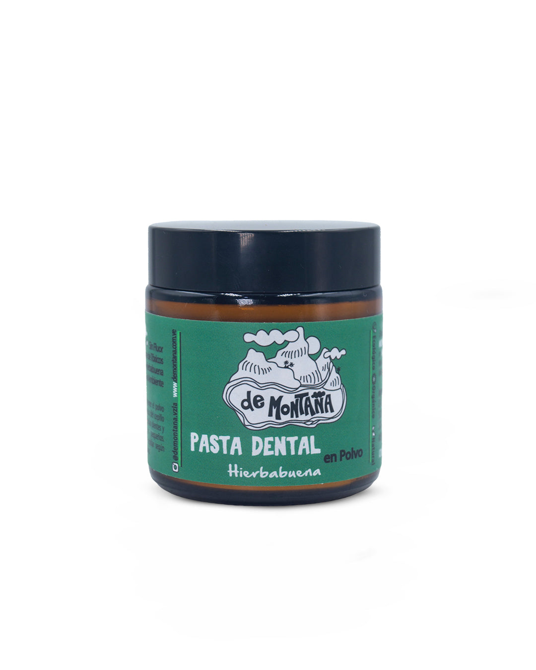 Pasta dental hierbabuena polvo lata, tarro y refill, libre de fluor 100g. De Montaña