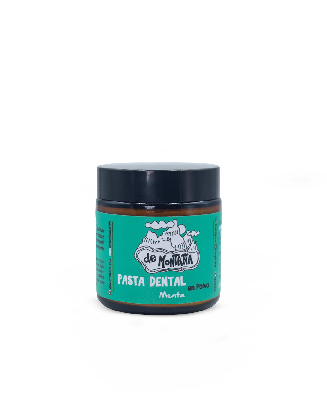 Pasta dental menta polvo lata, tarro y refill, libre de fluor 100g. De Montaña