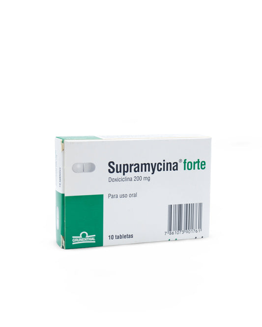 Supramycina forte doxiciclina 200mg x 10 tabletas. Grunenthal