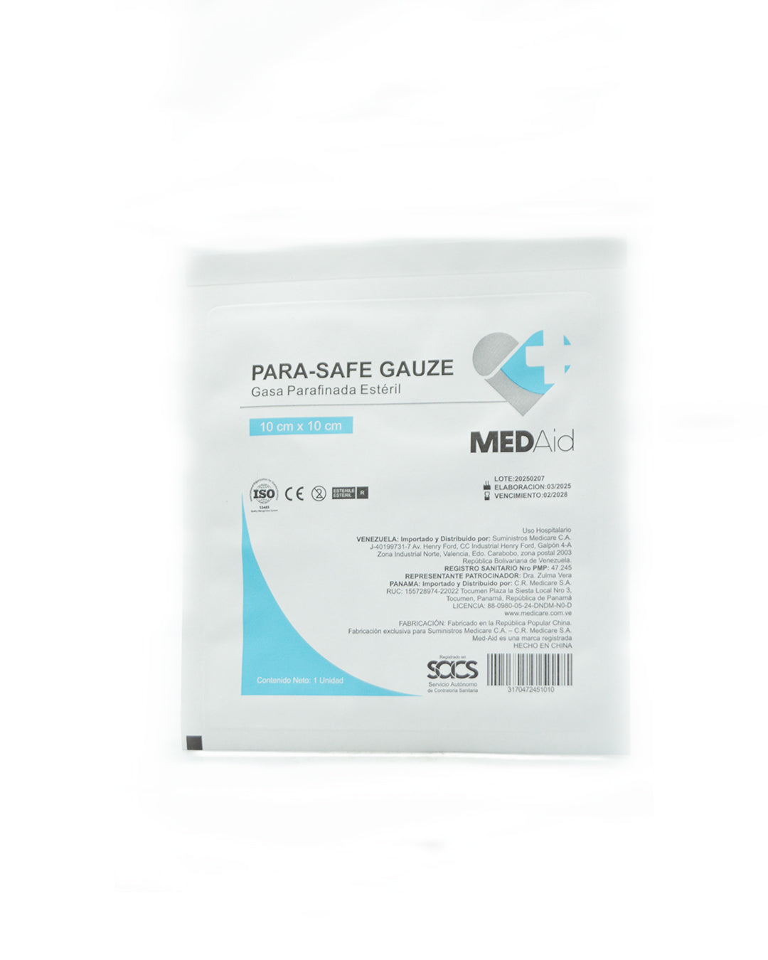 Gasa parafinada 10x10cm 1 und. Medaid