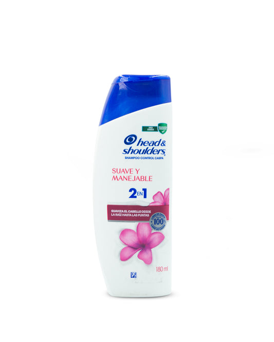 Head and shoulders suave y manejable champú 2 en 1 control caspa 180mL