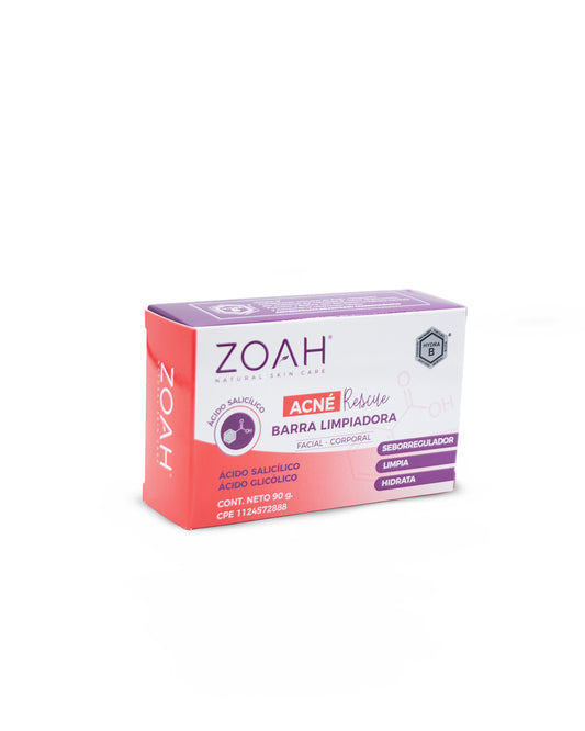 Zoah acne rescue barra limpiadora facial corporal 90g