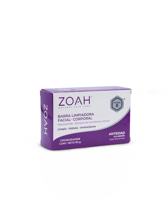 Zoah barra limpiadora facial corporal bright 90g